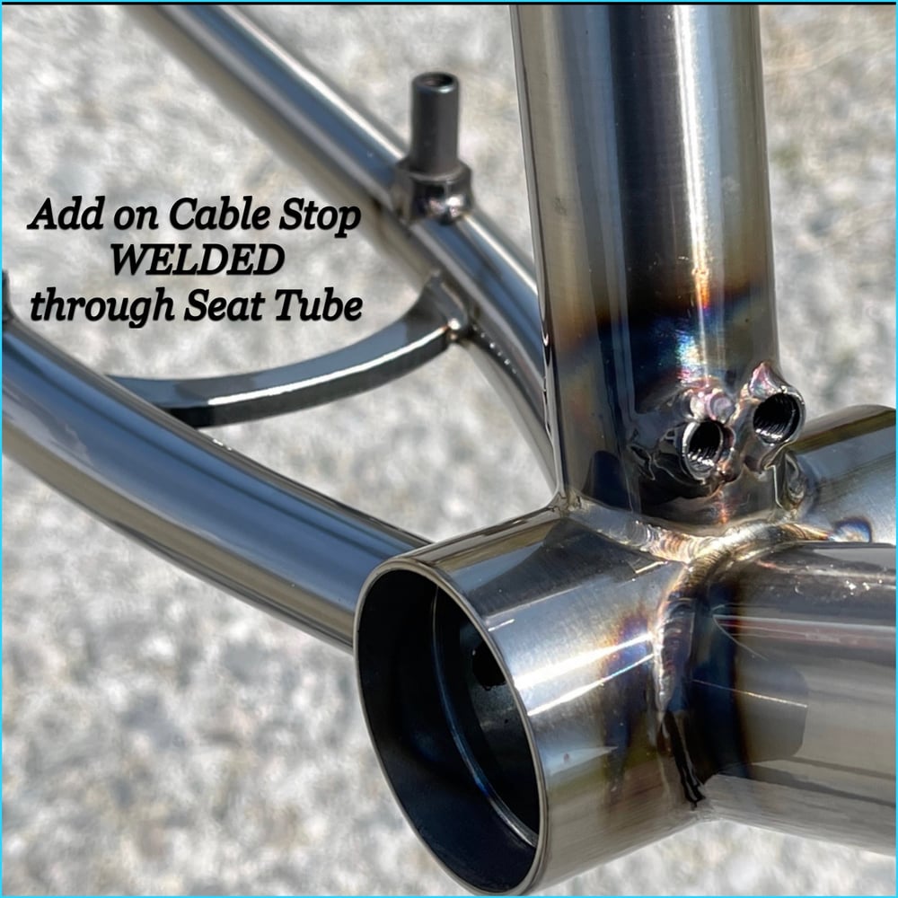 Add on Cable Stop WELDED through Seat Tube