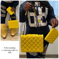 Yellow handbag with matching wallet set