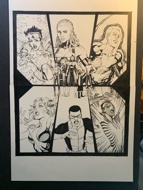 Image of DEAD XMEN #4 pgs 16-17 (double-page splash) original art