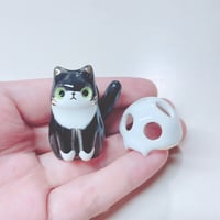 Image 5 of Tuxedo Kitty With Skull Mask Ceramic Figurine 1