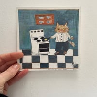 Image 4 of Small square art print -cooking an egg 