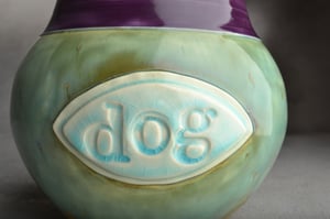 Image of Dog Treat Jar Stamped Dog Plaque 