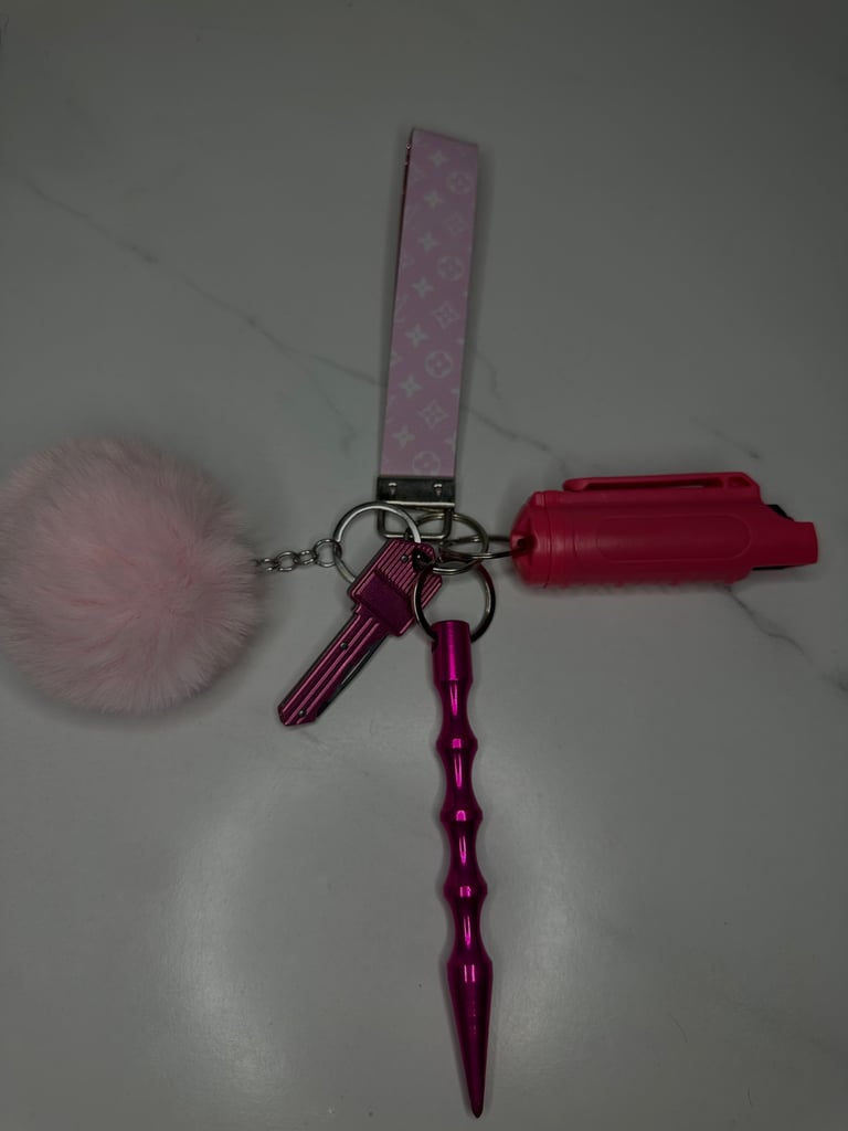 Pink LV Safety Keychain Image 2