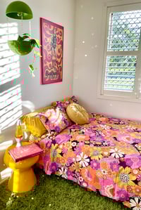 Image 4 of Cotton Quilt Cover in Psychedelic Medow pink