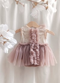 Image 1 of Baby girls photoshoot dress | Mia | 0-3 months |old rose | photo props
