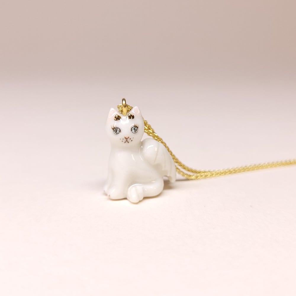 Image of White Dragon Porcelain & Gold Vermeil Pendant