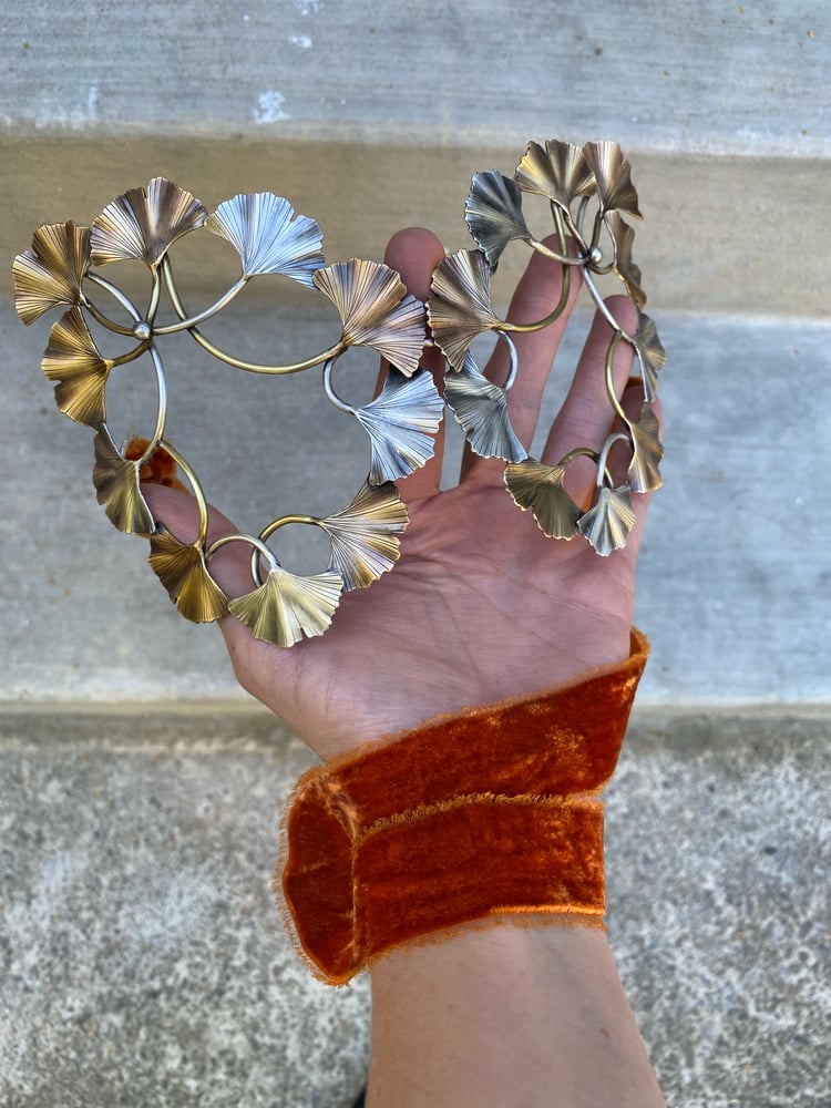 Image of Art Nouveau Ginkgo Brass Sterling Mask