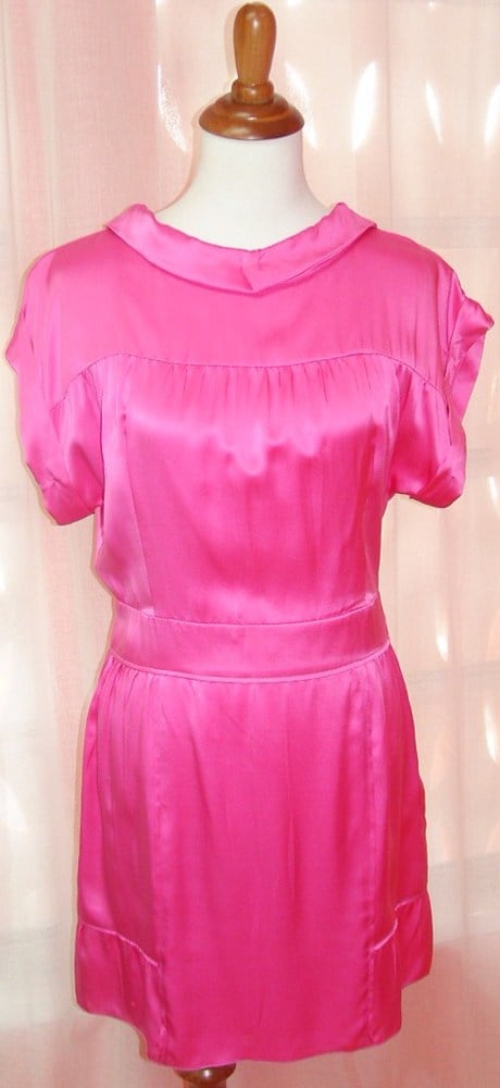 Image of Miu Miu Hot Pink Satin Dress