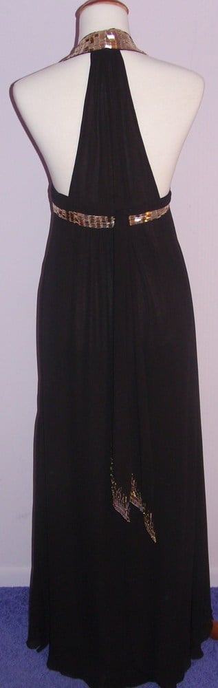 Image of Roberto Cavalli Empire Waist Evening Gown With Gold Trim