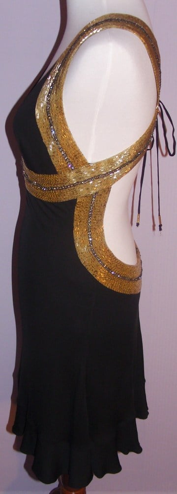 Image of Roberto Cavalli Stunning Cocktail Dress With Gold Beading