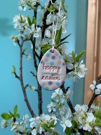 Image 6 of Pastel Polka Dot Happy Easter Egg Hanging Decoration