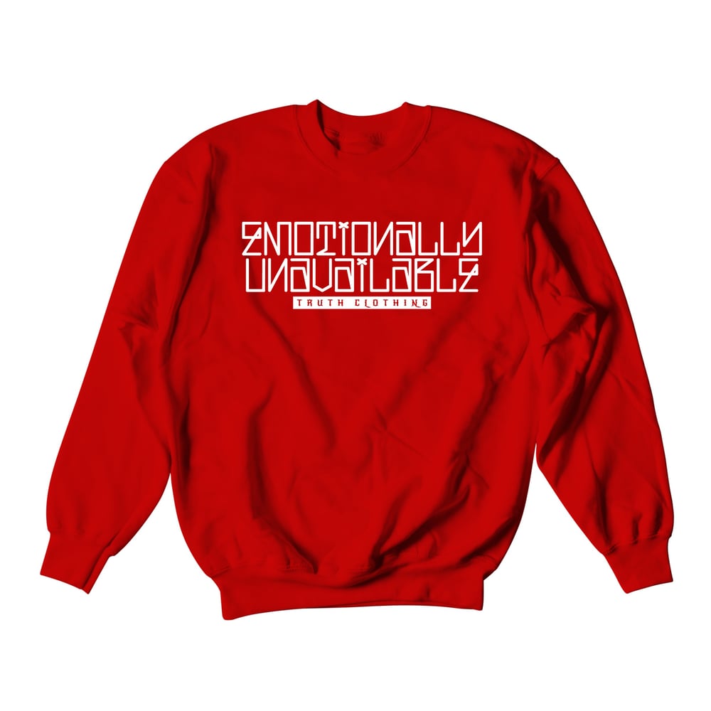 "Emotionally Unavailable" Crewneck | Red/White