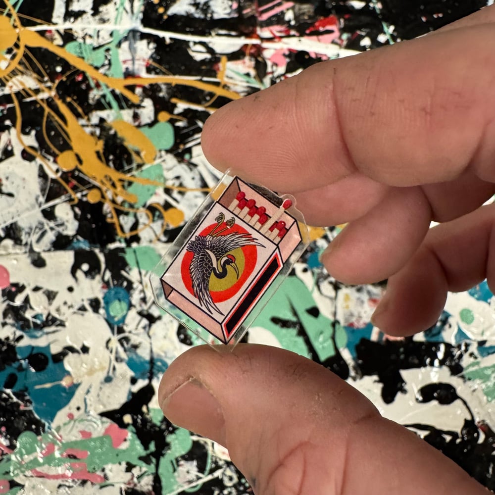 Crane Matchbox- Acrylic Pin