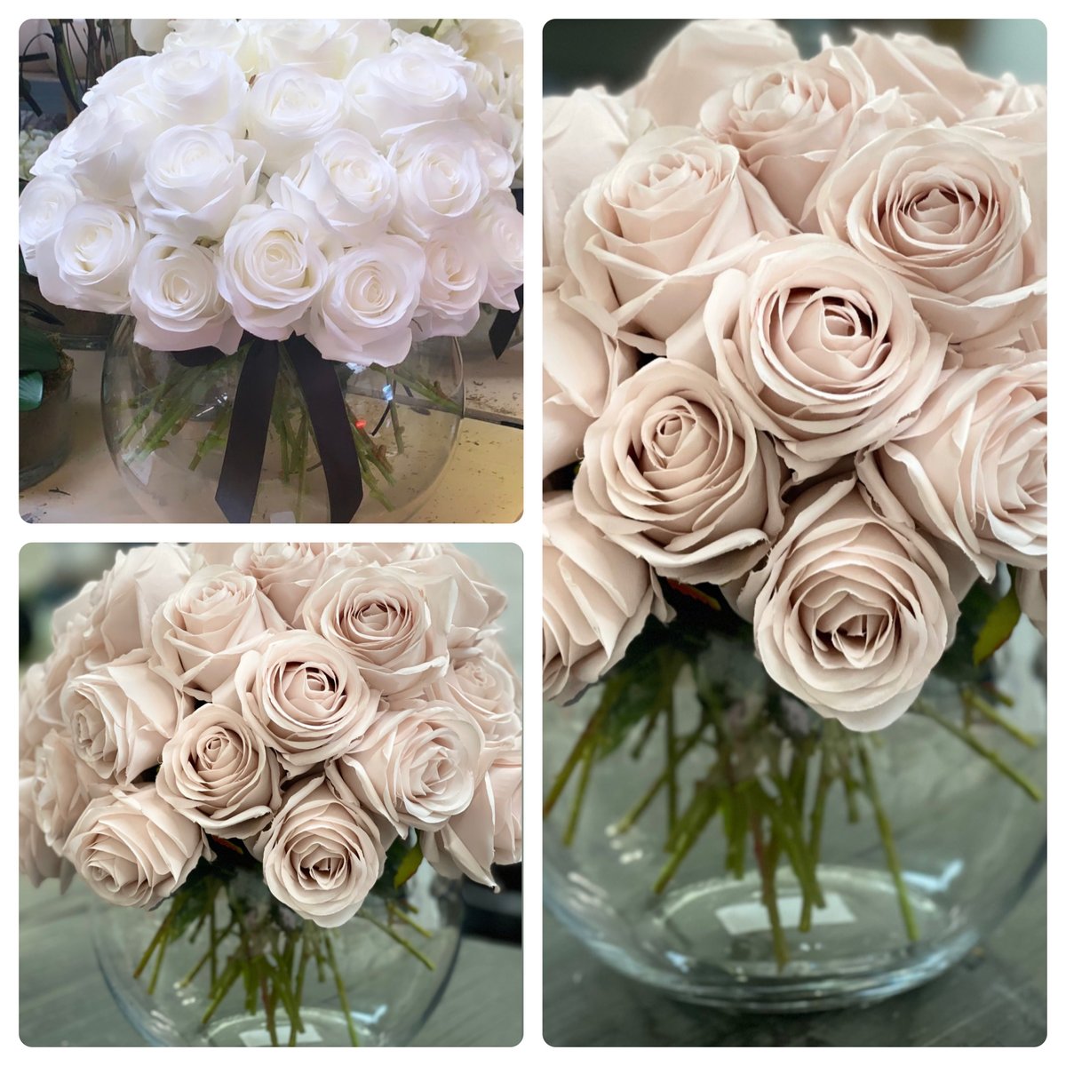 Image of Roses Bowls (large roses) - Nude / Mink / white / pink