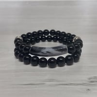 Black Bead Bracelet Set