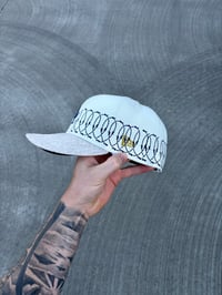 Image 2 of  MULTI TONE OFF WHITE SWEATER VISOR LA DODGERS CUSTOM FITTED CAP