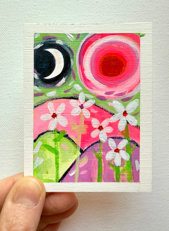 Christmas daisies. Original mini painting.