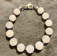 Image 2 of White Jade with Faceted Sapphires - Size 5.75