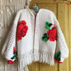 Red Rose Shortie Granny Sweater