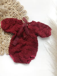 Image 3 of Newborn bodysuit for photo shoots | burgundy |  Favianna