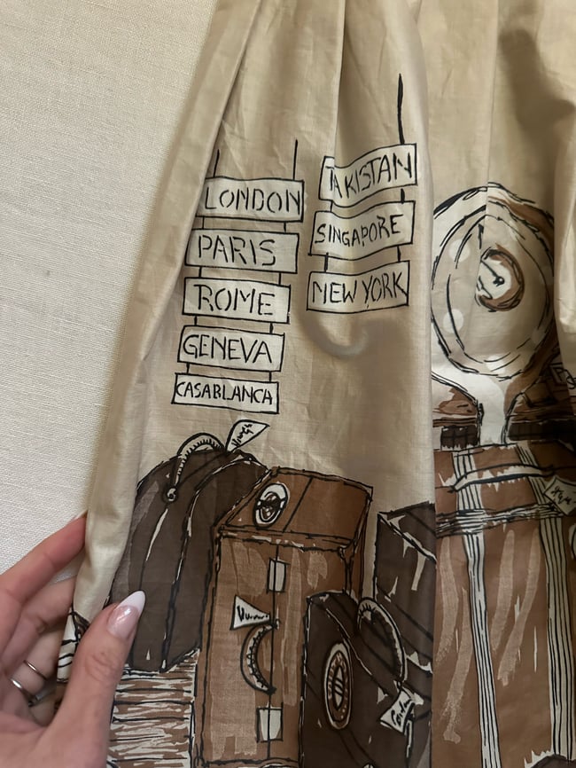 1960s travel luggage souvenir circle skirt 1950s