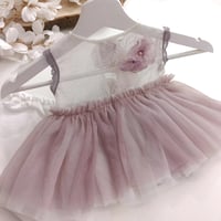 Image 1 of Sitter girls set April | size 9-12 months | dusty purple | white