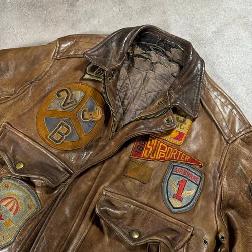 Image of 1980s Heavyweight Leather Flying Jacket, Size Medium