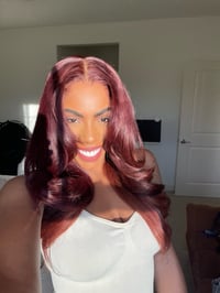 Image 2 of BURGUNDY with GINGER PEEK A BOO HIGHLIGHTS LAYERED 13x6 LACE WIG