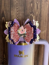 Image 1 of Wicked Glinda Inspired Stanley Tumbler Straw Topper Bow