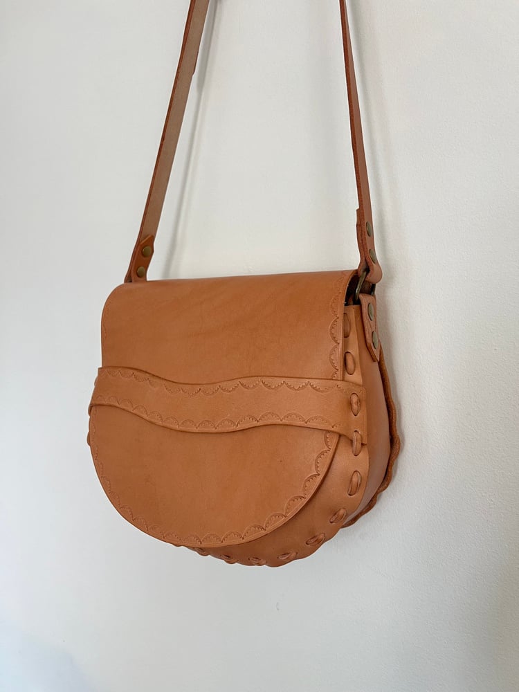 Image of Natural Vachetta Crossbody Saddle Bag