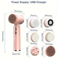 Image 7 of 6-in-1 Face Cleanser, Facial Cleansing Brush, Spin Face Scrub Brush for Cleansing, Removing, Exfolia