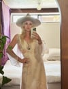 early 70s chiffon rosette dress