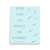 Image 5 of Matthew 19:26 With God All Things Are Possible Blue with Bows Poster