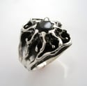 Vintage Design - Mens Sunburst Ring in Sterling and Black Onyx