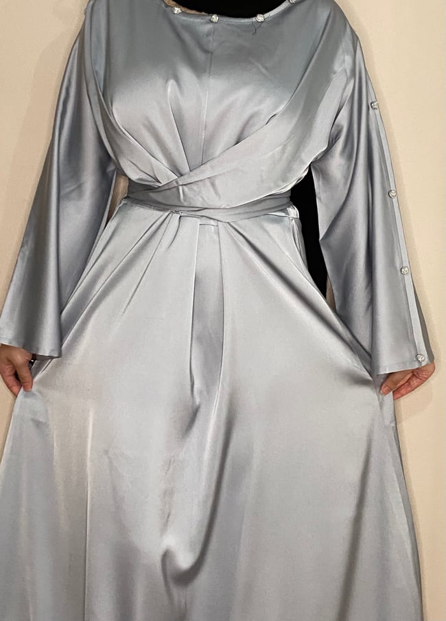 Azra silver satin dress