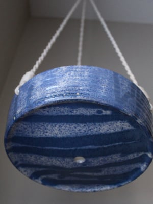 Image of Drippy Blue Ceramic Hanging Planter