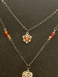 Image 4 of Heart and whiskey Bottle and hearts Charm Necklace