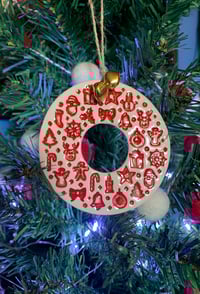 Image 2 of Ceramic Christmas Wreath with Bells (Seconds)