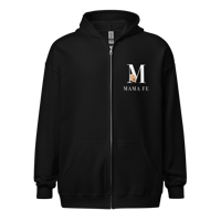 Image 1 of MamaFe White Font Logo w/Plant on Back Unisex heavy blend zip hoodie