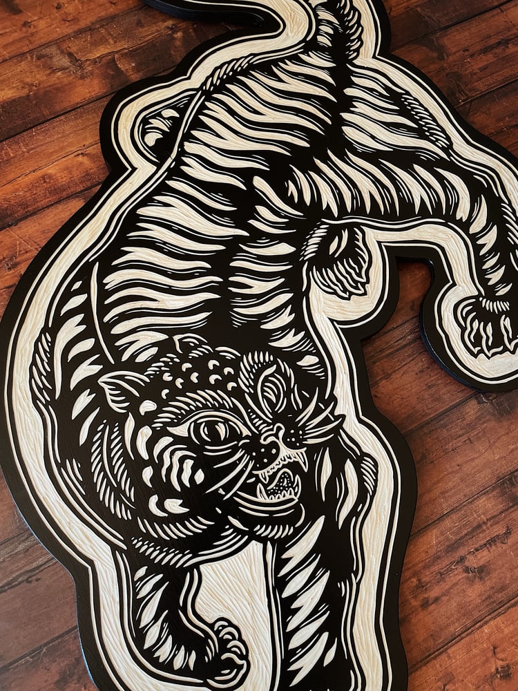 Image of Tiger Woodcut 