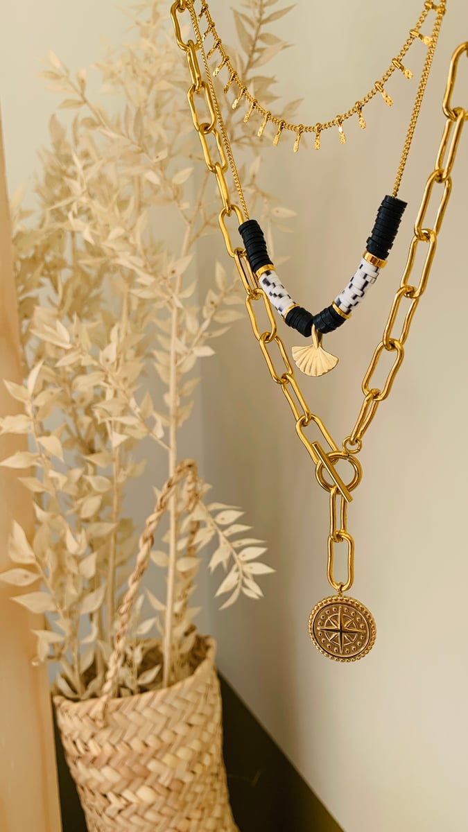 Collier chaîne trombone en or 14 carats, collier chaîne à maillons Collier chaîne trombone en or 14 carats, collier chaîne à maillons