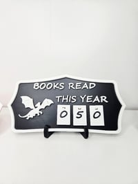Image 3 of Books Read This Year Shelf Tracker – Hanging Mini Book Counter with Numbered Charms & Stand 