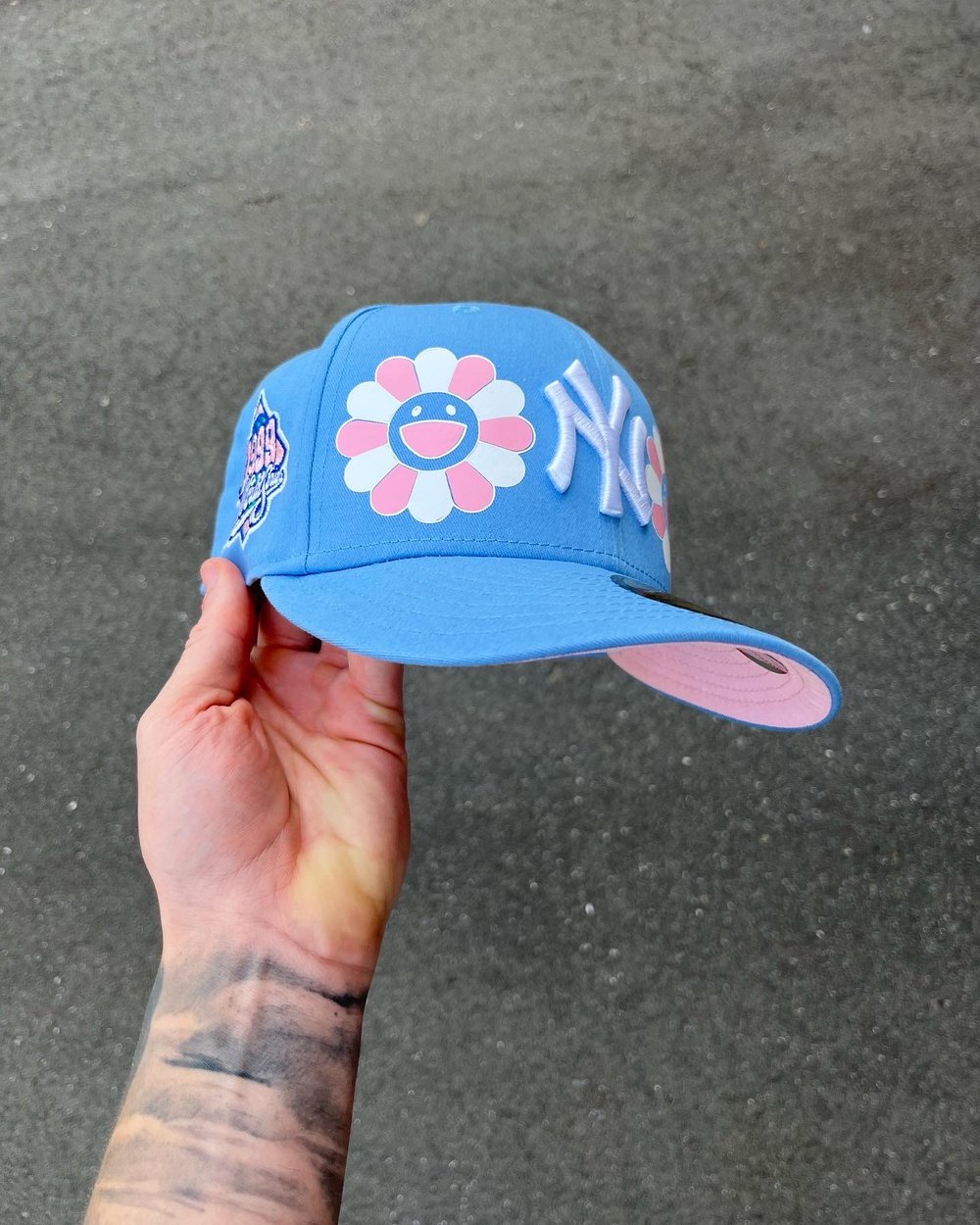 Image of  PINK BRIM COTTON CANDY NEW YORK YANKEES CUSTOM FITTED CAP