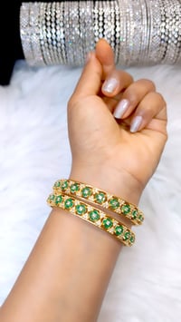 Image 3 of 2 Pieces American Diamond Gold Plated Bangles Set_GPB_1232