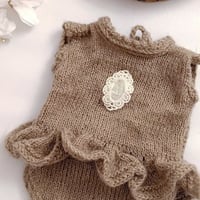 Image 3 of Newborn girls knitted bodysuit - Millie  | brown