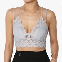Image 1 of ANEMONE gray lace double strap bralette bra 