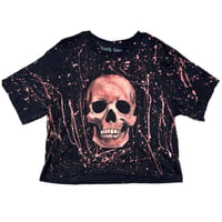 Image 1 of “BLEACHED SKULL#2” Custom Bleach Painted Crop Top LARGE