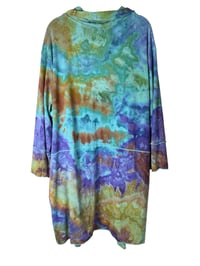 Image 8 of 3XL Drapey 3/4 Sleeve Cardigan With Pockets in Cool Earthy Watercolor Ice Dye