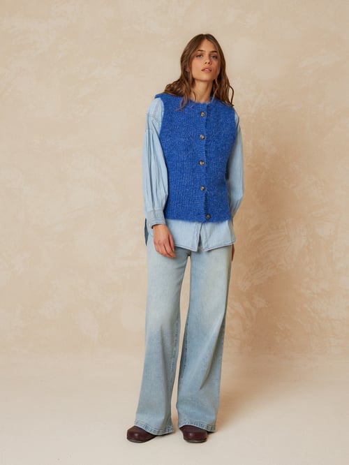 Image of Gilet tricot RD435 bleu dur 