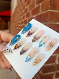 Image 1 of Blue and gold press ons 